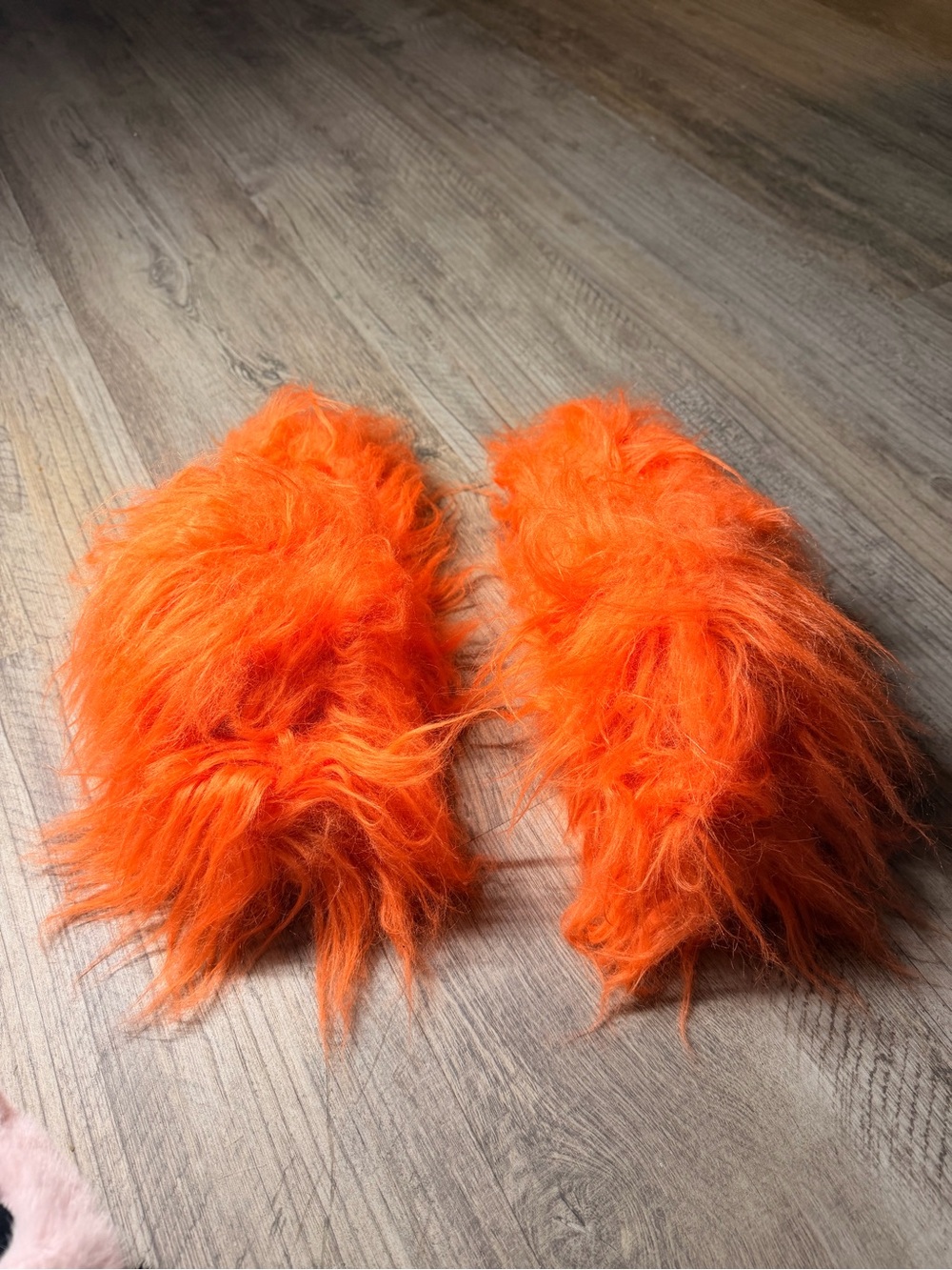 Dolls Kill x Current Mood Orange Faux Fur platform Slippers